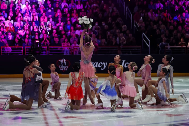 Ice skaters performing